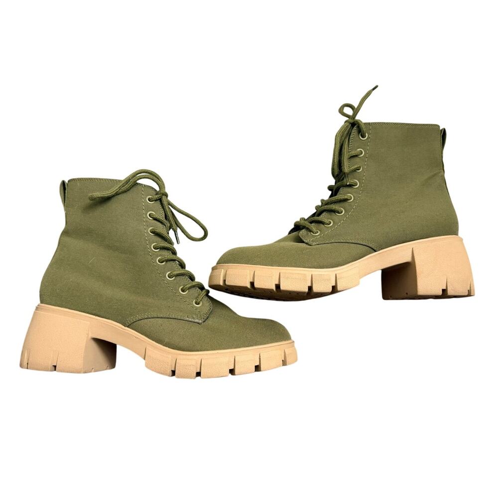 Universal Thread Platform Boots Combat Chunky Ankle Boot Olive Green Size 9.5